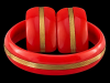 vintage red bakelite bangle/dress clips with brass decoration